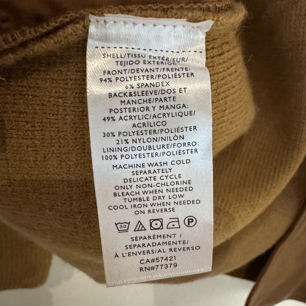 Ann Taylor Knit-Sleeve Faux Suede Moto Jacket – XS – Camel Tan - Picture 8 of 11